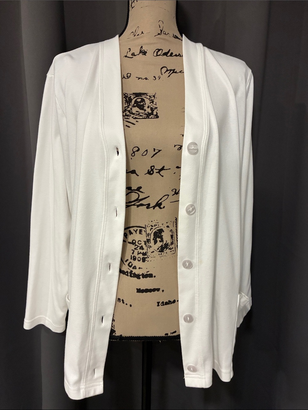 Women's White Button-Front Cardigan Sweater